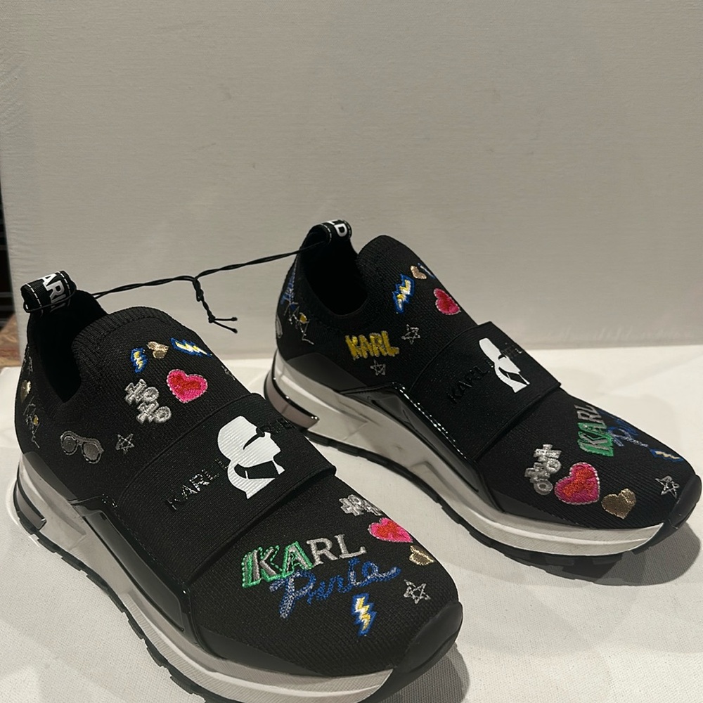 Karl Lagerfeld Boho Slipon Sneakers with Classic Karl Lagerfeld signs from Paris